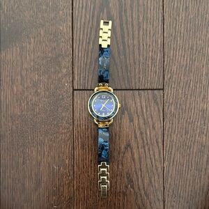 Unique Ladies Deep Blue Armitron Bracelet Watch With Battery -working!